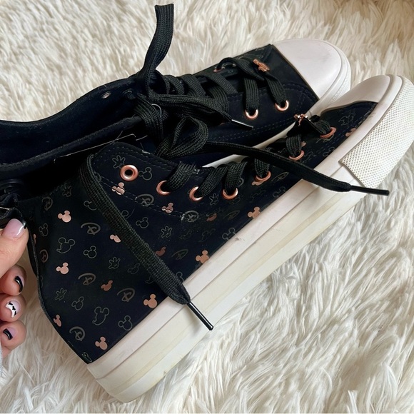 Disney Mickey Mouse Sneakers High Top Rose Gold Pink Black  Size 9 Primark Colab - Picture 5 of 9